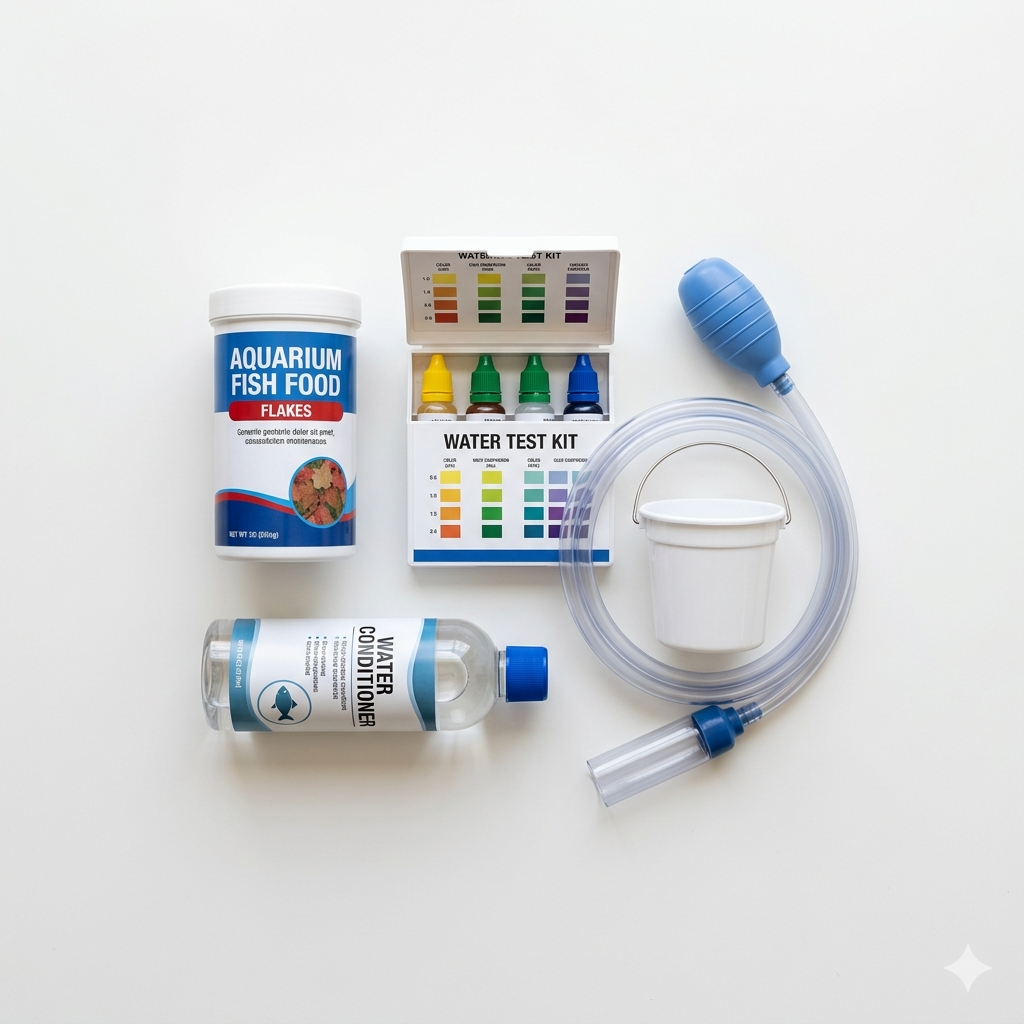 filtro HOB de qualidade ao lado de kit de testes liquido API sobre bancada branca 