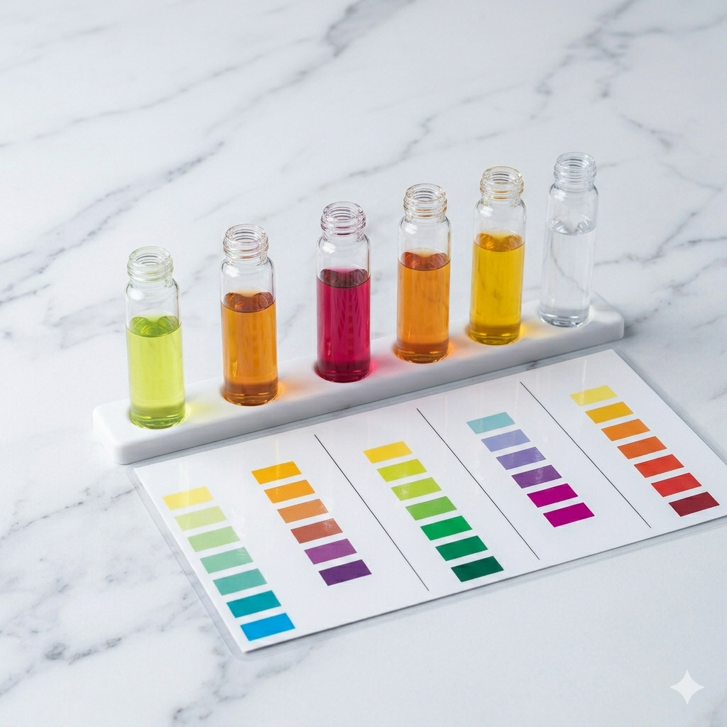 kit de testes de agua para aquario com tubos coloridos e cartao comparador de cores
