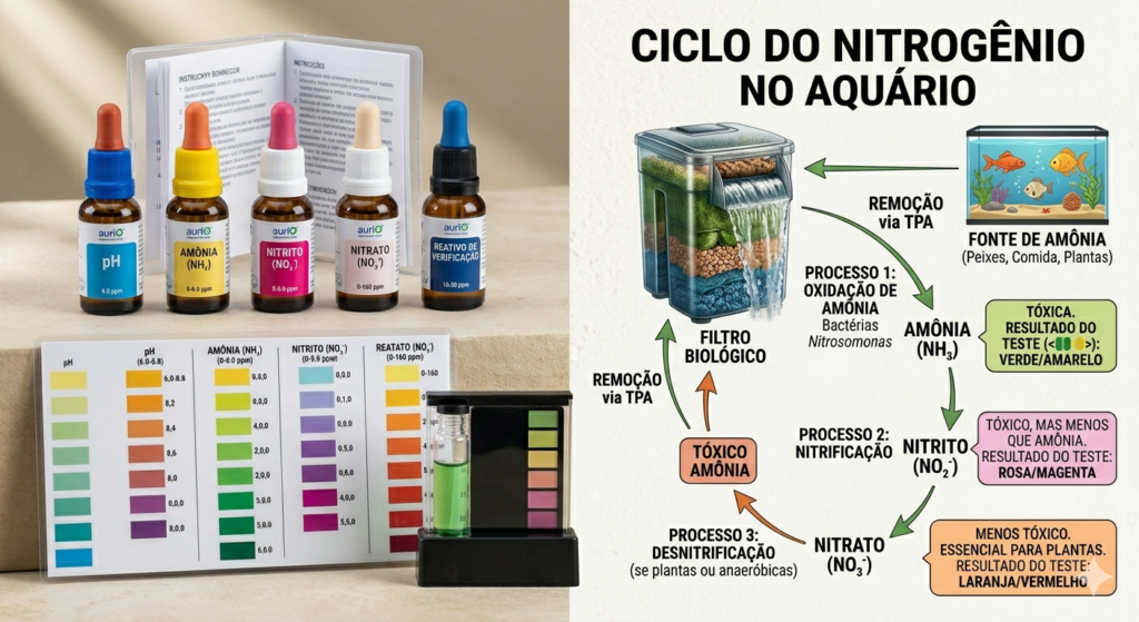 ciclo do nitrogênio no aquário — amônia, nitrito e nitrato
