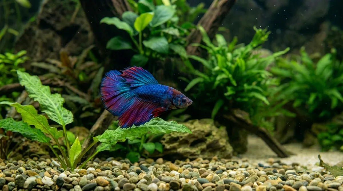 peixe betta saudável e longevo em aquário plantado
