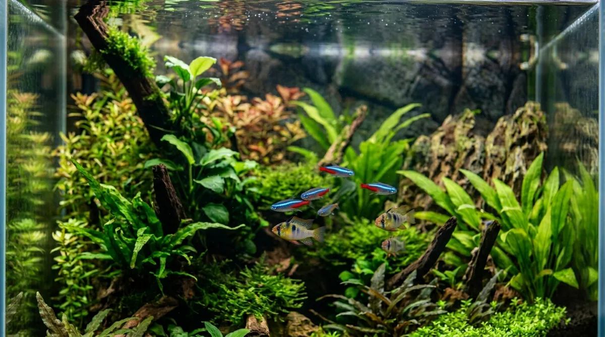 peixes tropicais em aquário com água na temperatura ideal