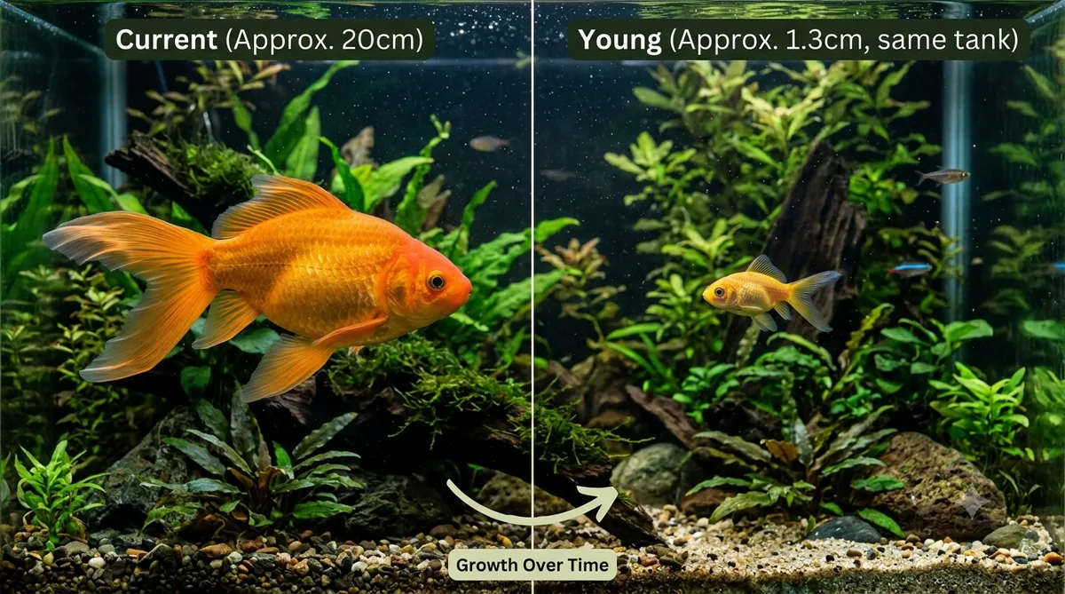 comparação de tamanho entre kinguio jovem e adulto