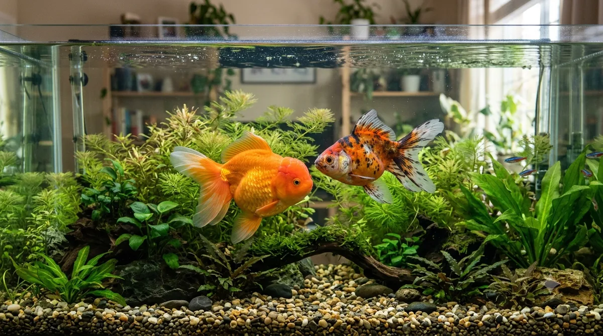 Peixes Compatíveis com Kinguio. kinguios de variedades diferentes convivendo em aquário plantado