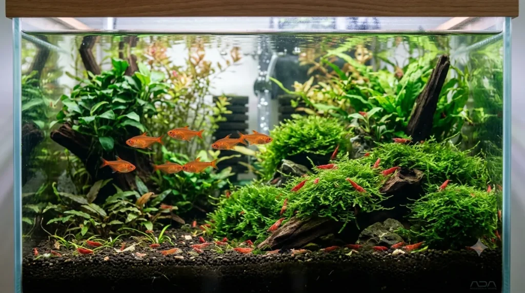 peixes compativeis com camarao convivendo em aquario plantado
