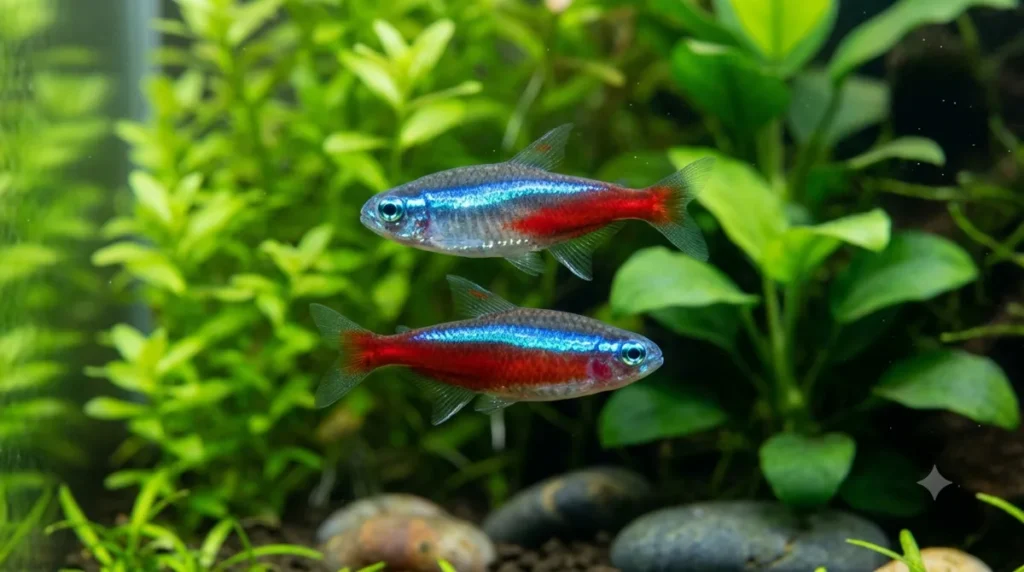 Tetra Neon ou Neon Cardinal. comparação entre tetra neon e neon cardinal lado a lado