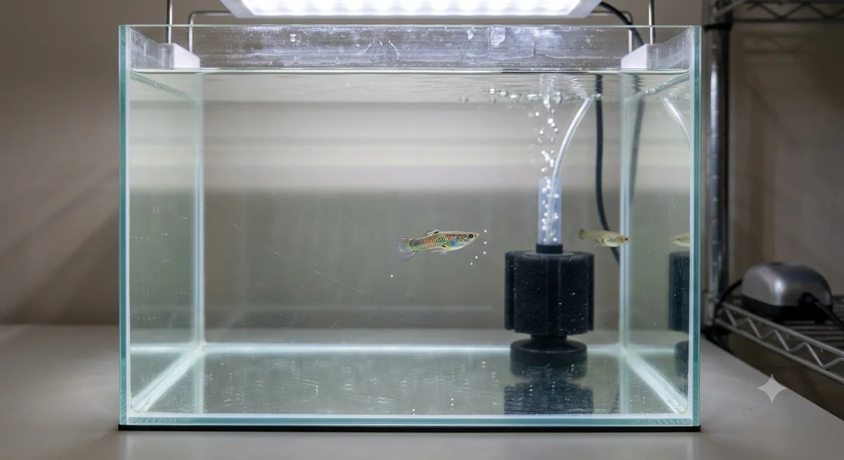 Aquário hospital simples para quarentena de guppy doente