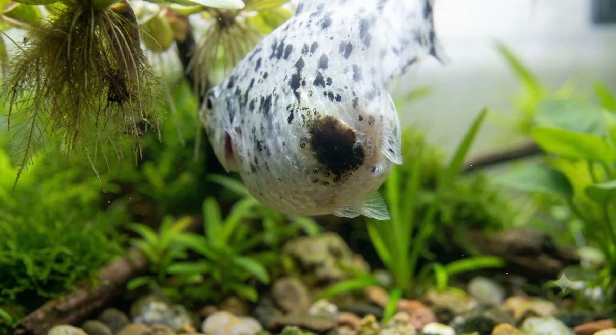 molinésia grávida com barriga arredondada e mancha gravídica visível
