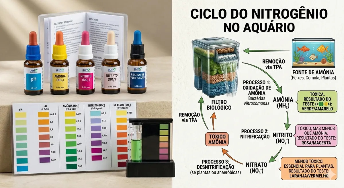 ciclo do nitrogênio no aquário, amônia, nitrito e nitrato