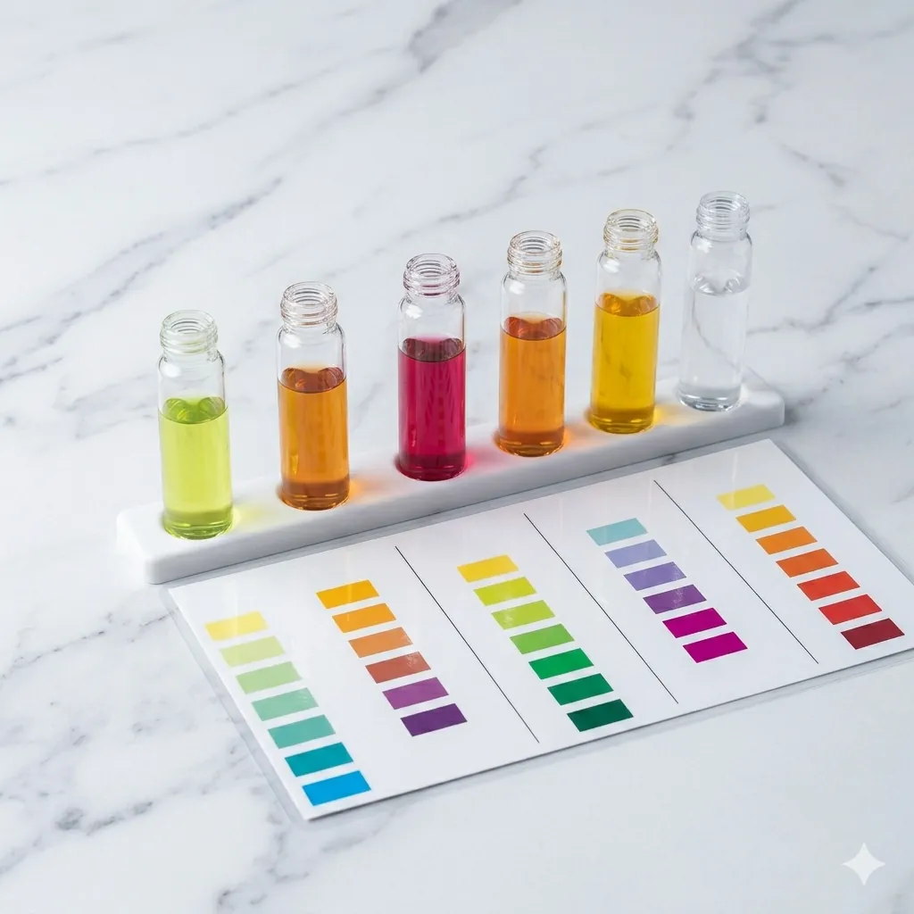 kit de testes de agua para aquario com tubos coloridos e cartao comparador de cores