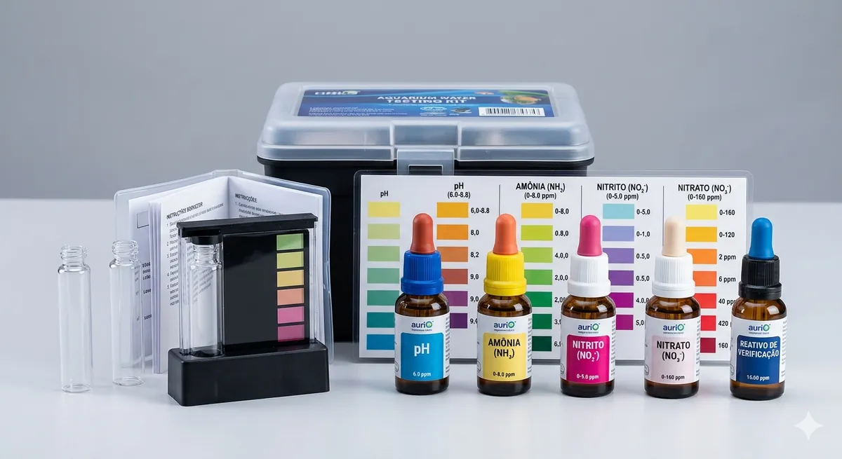 kit de testes de água para monitorar a ciclagem do aquário